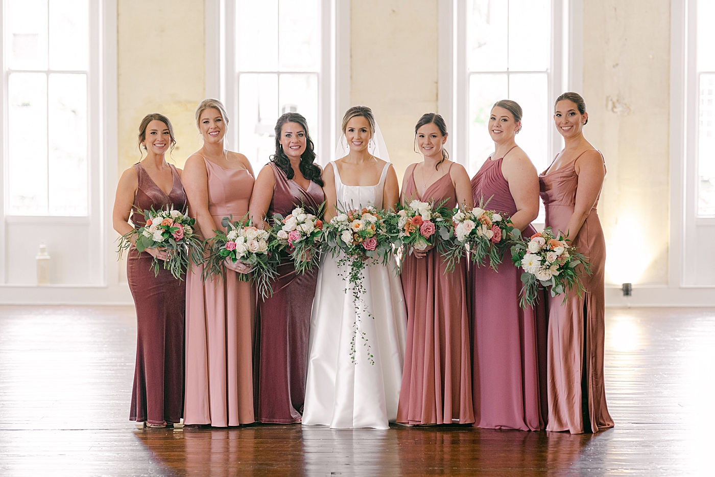 Bride portraits with bridesmaids | Photo by Hope Helmuth Photography