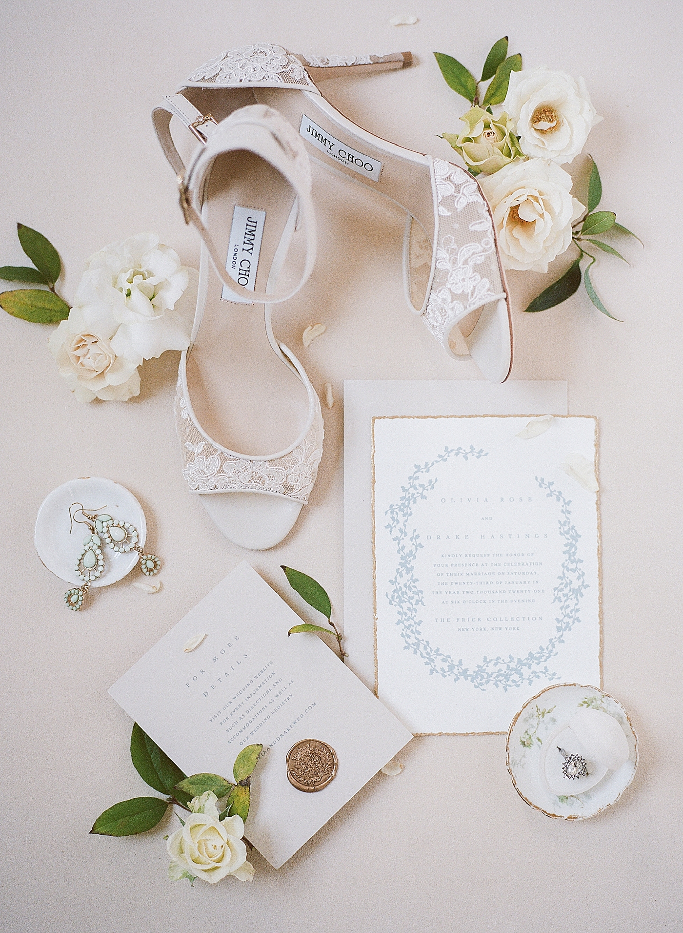 Bridal shoes styled with florals during Old World Romance Editorial | Photo by Hope Helmuth Photograpghy