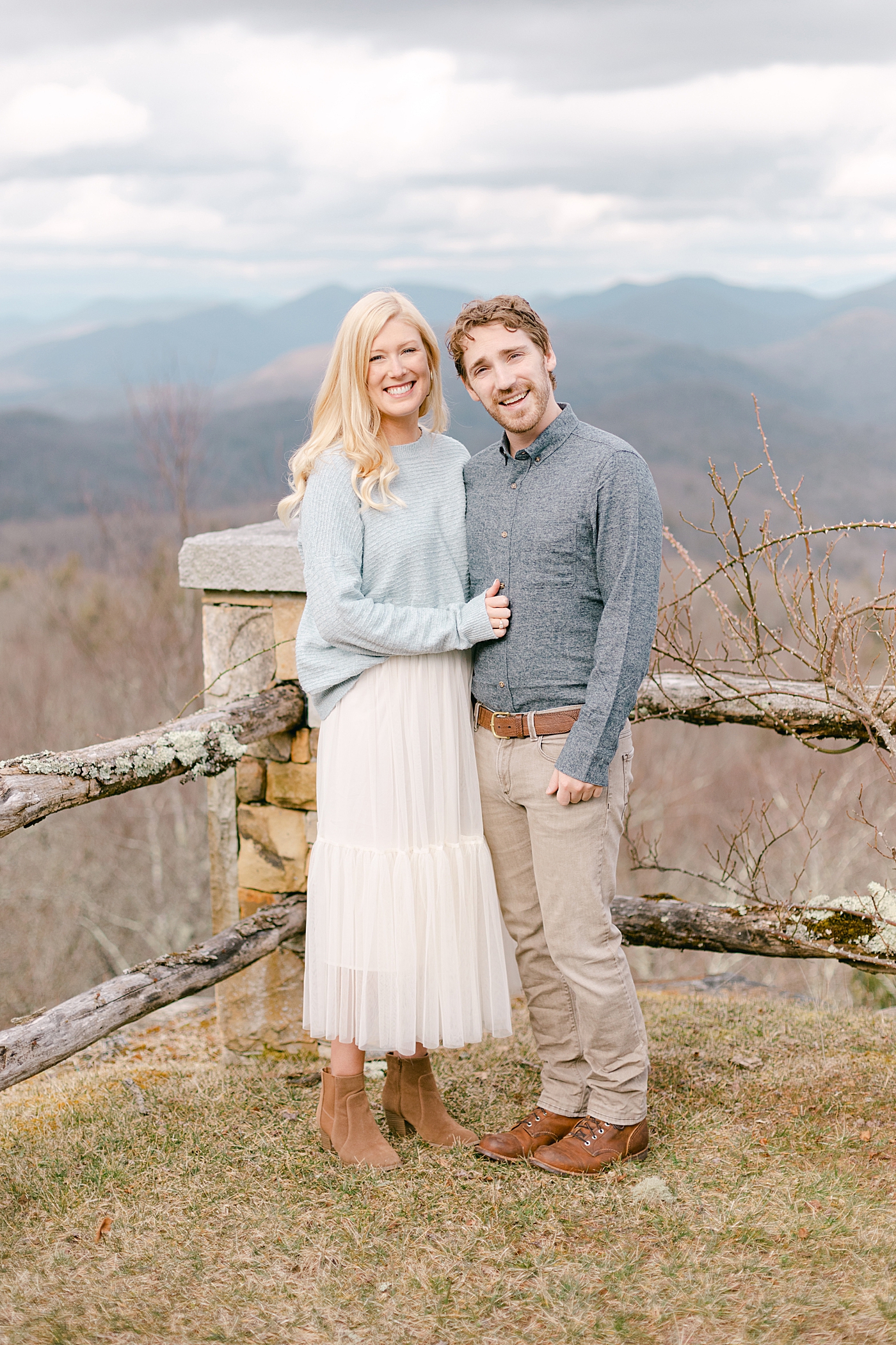 Couple in warm clothes during their Highlands Engagement Session | Image by Hope Helmuth Photography