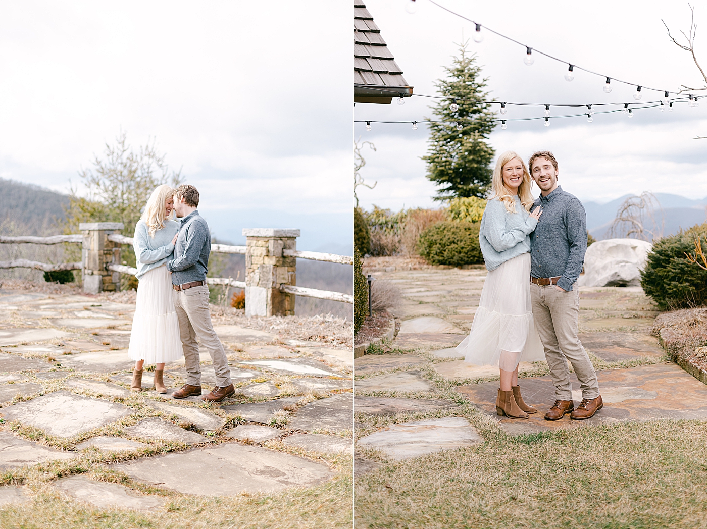 Couple snuggling during their engagement photos | Image by Hope Helmuth Photography