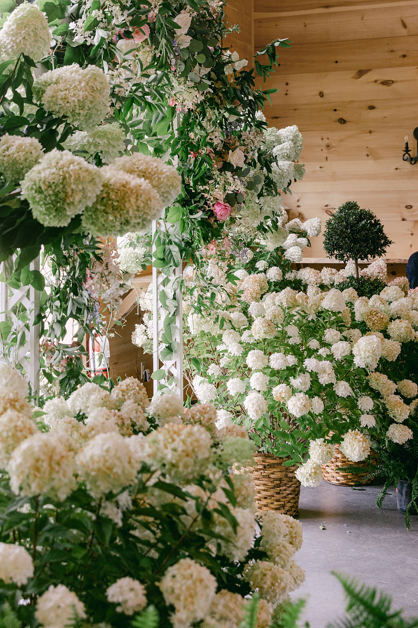Wedding ceremony location with florals and greenery | Image by Hudson Valley Wedding Photographer Hope Helmuth