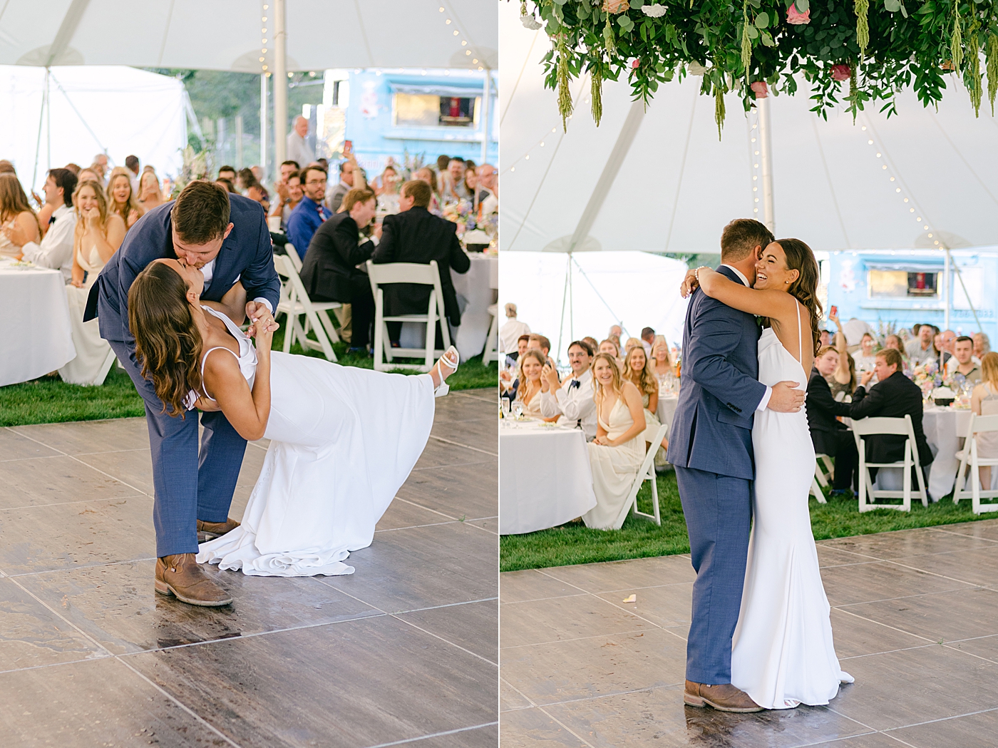 Bride and groom first dance during wedding reception | Image by Hope Helmuth Photography