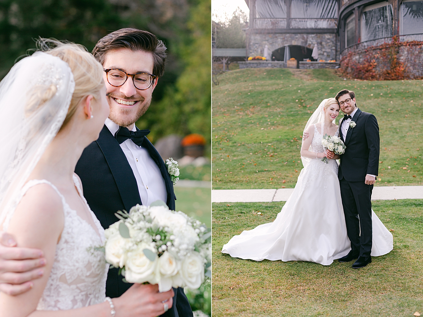 Bride and groom smiling | Image by Hope Helmuth Photography