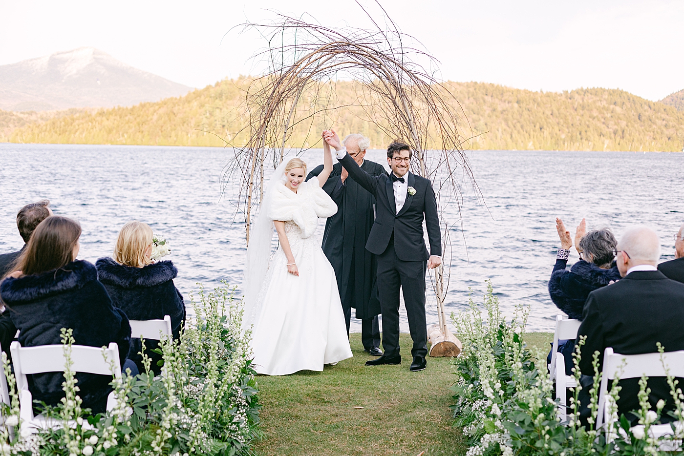 Outdoor wedding ceremony near Lake Placid | Image by Hope Helmuth Photography