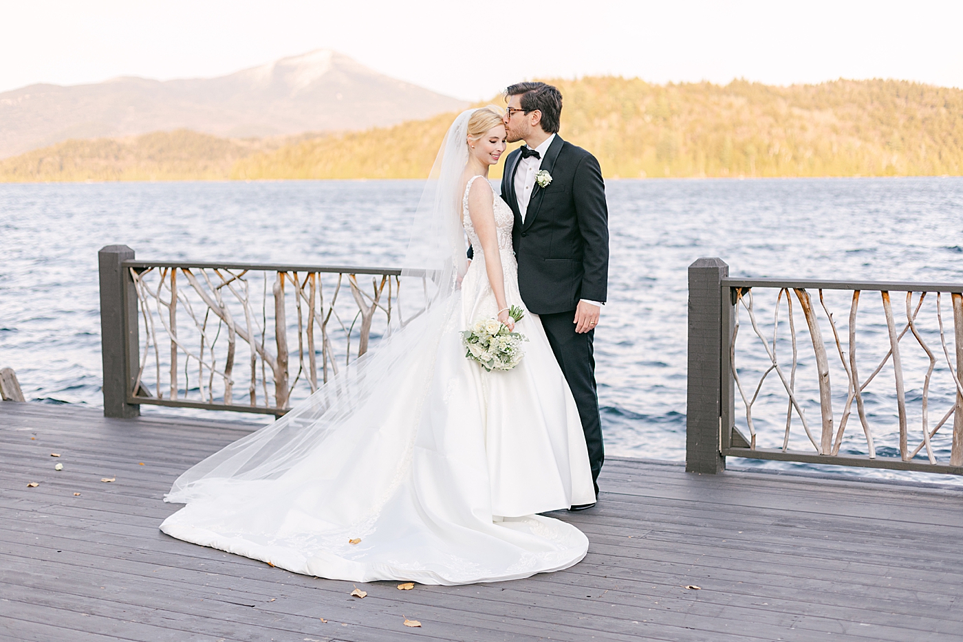 Couple portraits after ceremony during Lake Placid Lodge Wedding | Image by Hope Helmuth Photography