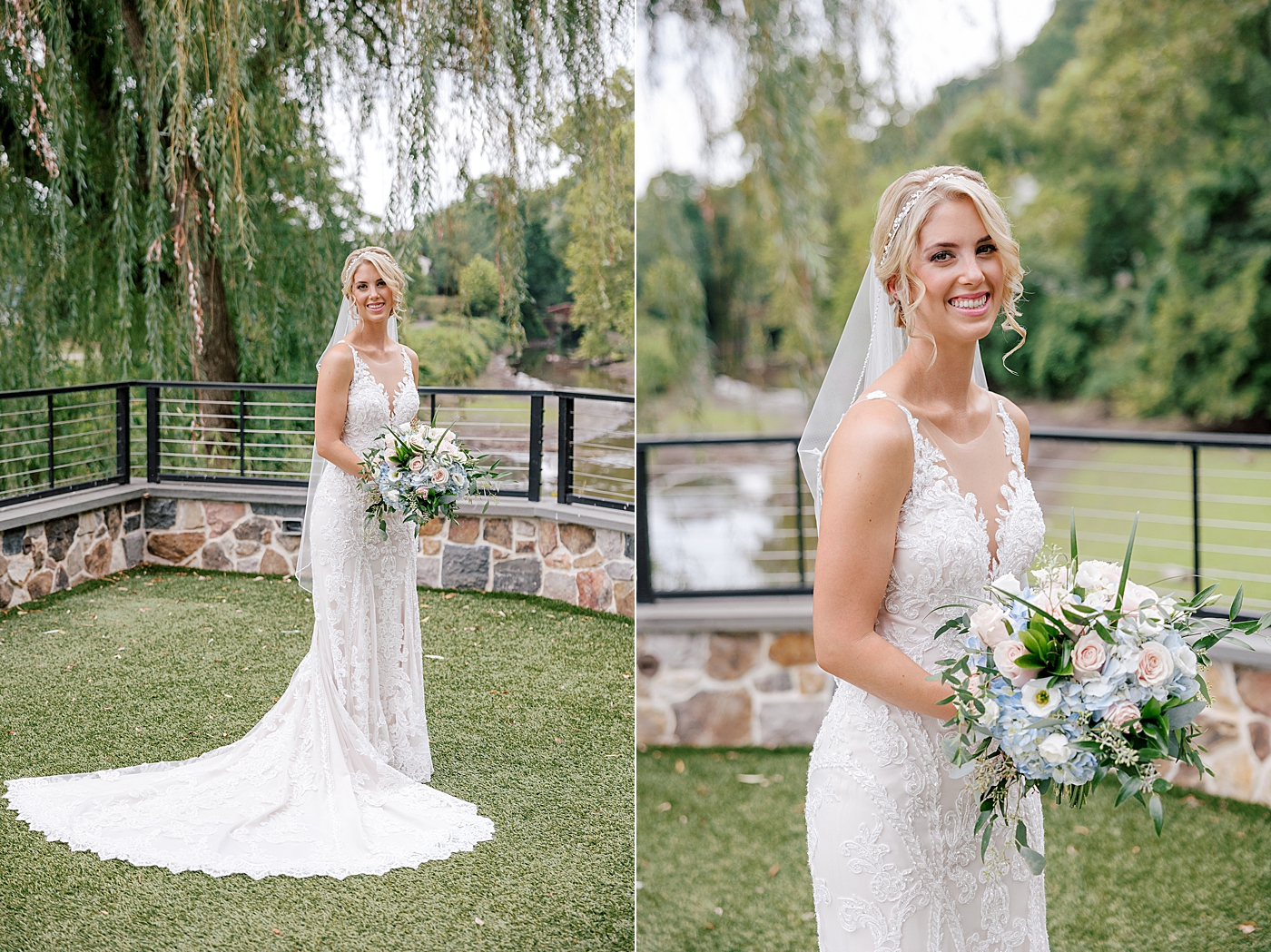 Smiling bride holding her bouquet | Image by Hope Helmuth Photography