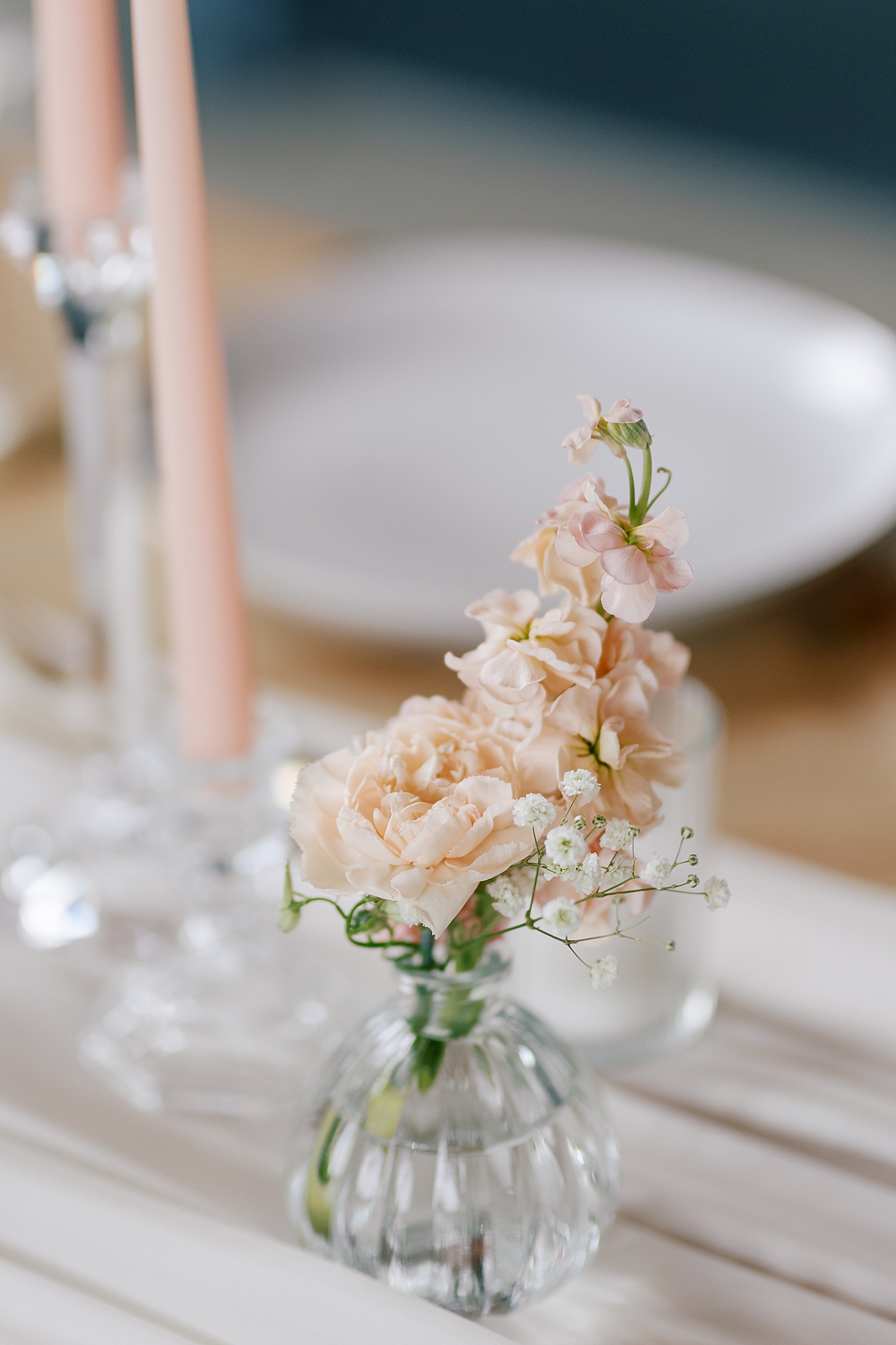 Pink stock flower in a glass vase | Image by Hope Helmuth Photography 