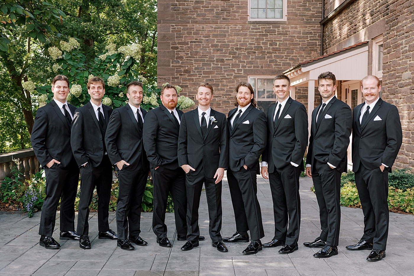 Groom and groomsmen during Tyler Gardens Wedding | Image by Hope Helmuth Photography