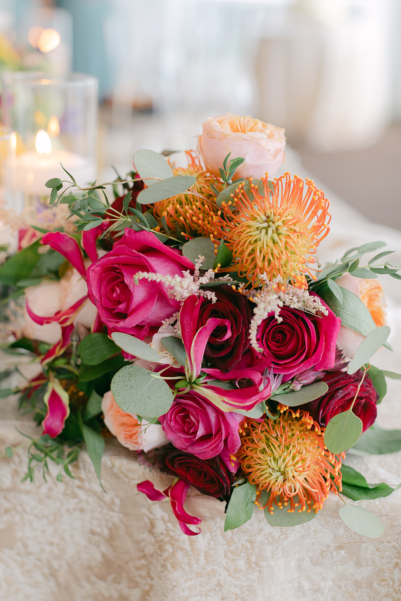 Reception floral details during Sagamore Wedding | Image by Hope Helmuth Photography