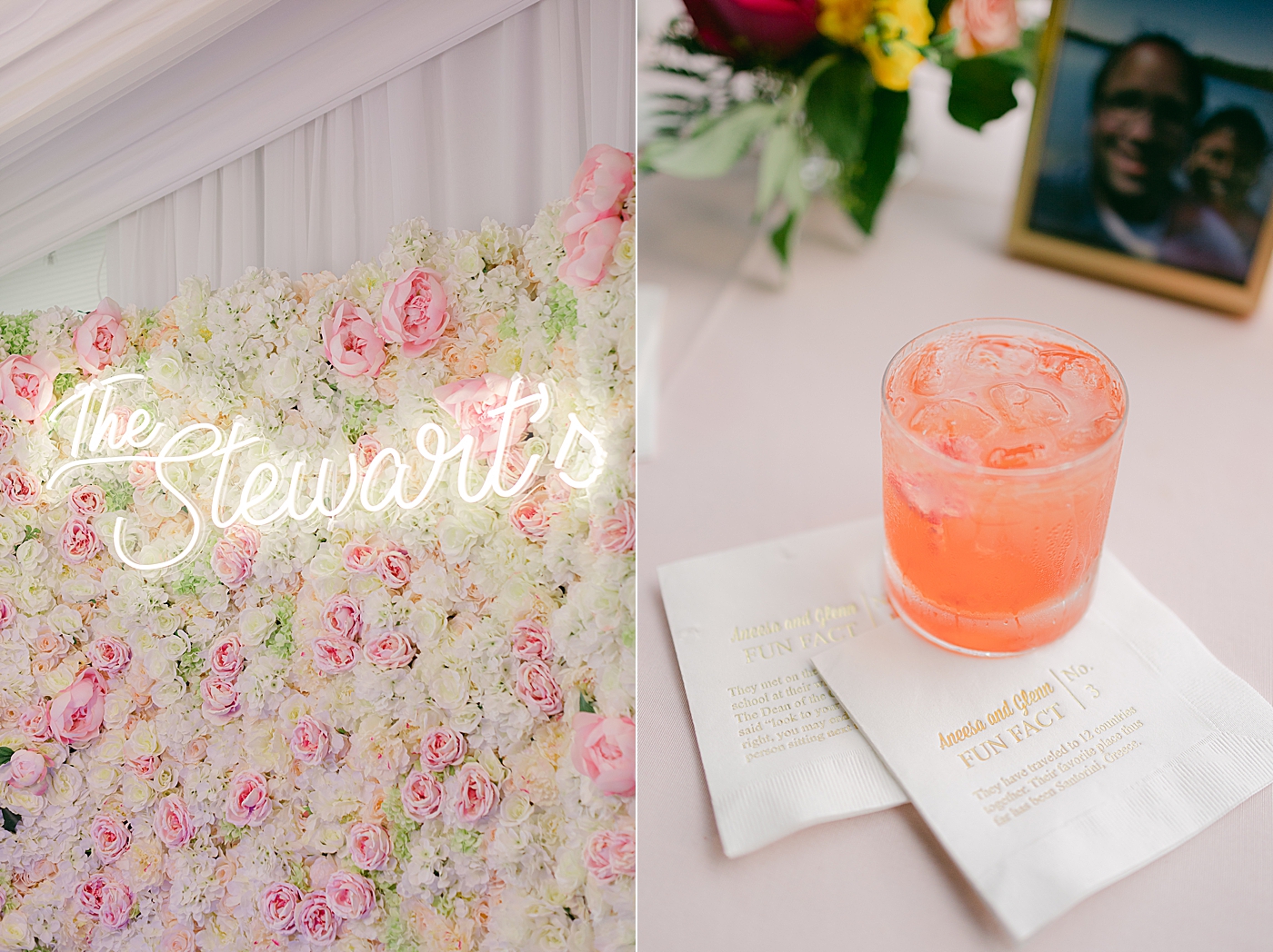 Double image of reception details and cocktails during their Sagamore Wedding | Image by Hope Helmuth Photography
