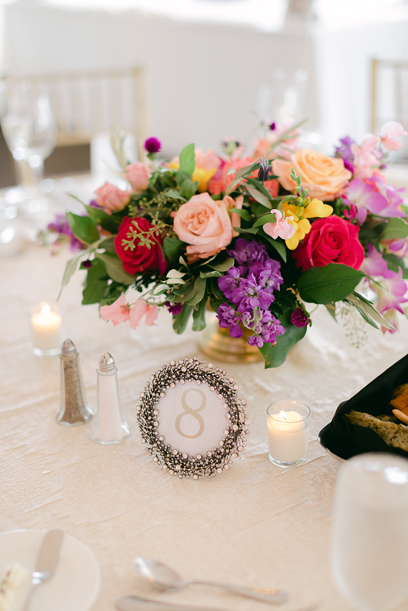 Reception table details during their Sagamore Wedding | Image by Hope Helmuth Photography