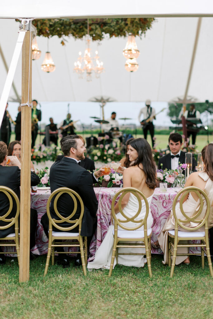 Tryon Palace garden view with river in the background at this North Carolina wedding venue