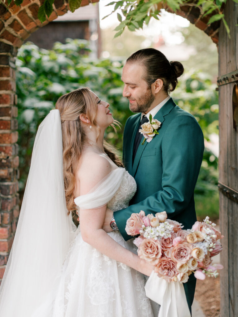 Bride and groom during their Hermitage Museum wedding ceremony by the Norfolk waterfront