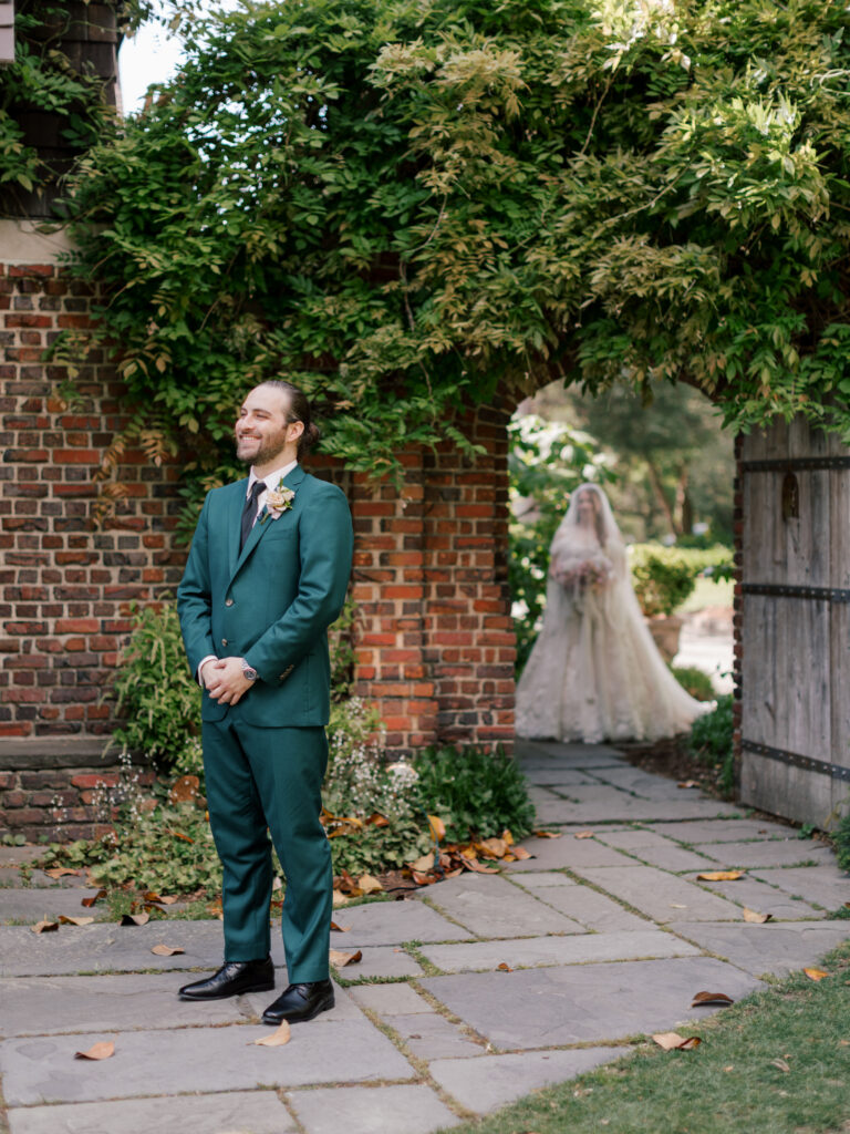 Bride and groom during their Hermitage Museum wedding ceremony by the Norfolk waterfront