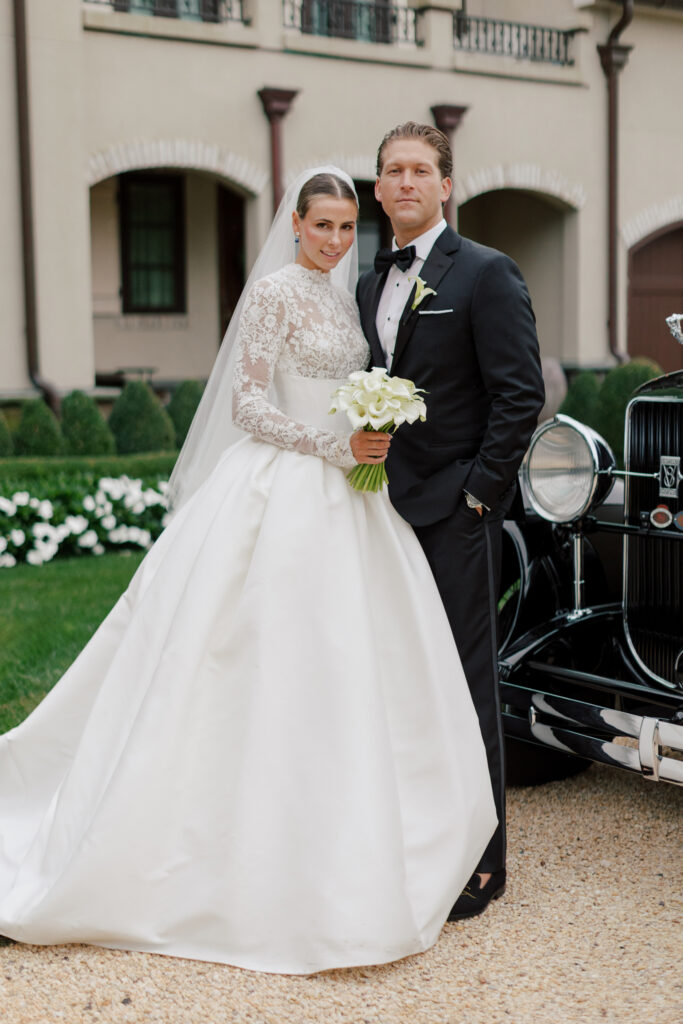 Classic-Waterfront-Tented-Wedding-hope-helmuth-34 high fashion bridal gown with lac and long sleeves