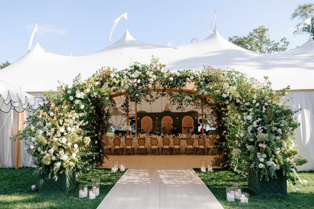 coastal-waterfront-tented-wedding-photos-22 Elegant sailcloth tent with coastal light, blush and sage décor, and lounge seating